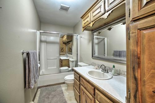 a bathroom with a sink and a toilet and a shower at Cozy Home with Mountain Views Near Ouray Hot Springs in Ouray
