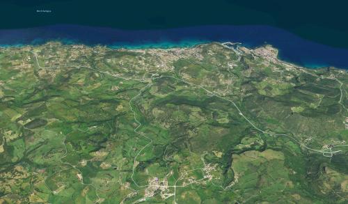 an aerial view of a city and the ocean at Apartment Luisa in Tergu