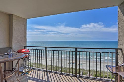 a balcony with a view of the beach at Community Pool Access Condo in Myrtle Beach in Myrtle Beach