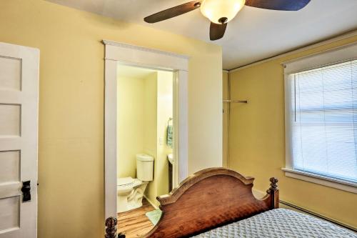 a bedroom with a bed and a ceiling fan at Lovell Home Drive to Bighorn Mtn, Yellowstone in Lovell