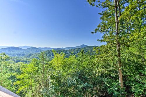 a view of the mountains from a cabin in the forest at Hiawassee Home with Views Less Than 1 Mi to Lake Chatuge in Hiawassee