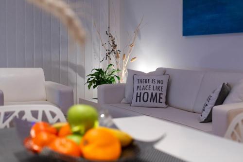 a living room with athere is no private time home sign on at Belville Luxury Apartment in Belgrade