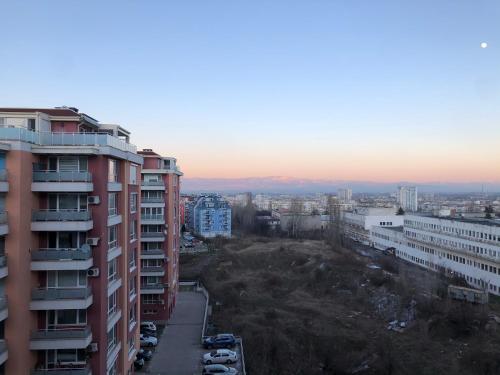 a view of a city with tall buildings at Business sky Loft in Sofia