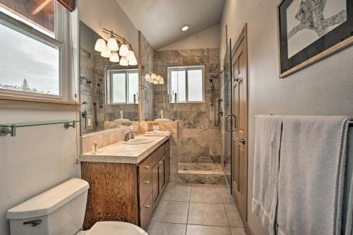 a bathroom with a toilet sink and a shower at South Lake Tahoe Home 9 Mi to Heavenly Mountain! in South Lake Tahoe