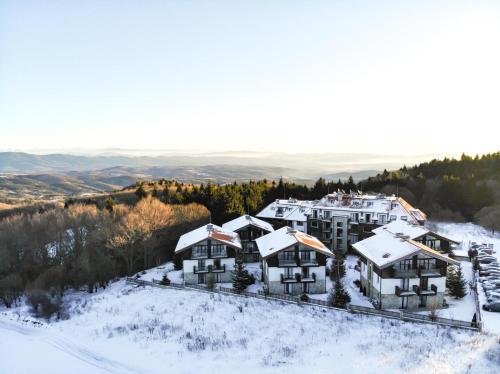 an aerial view of a resort in the snow at Chalet Mechka in Borovets