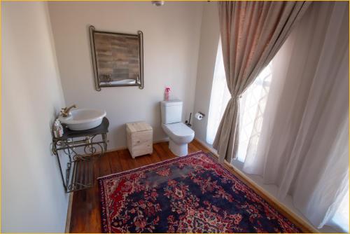 a bathroom with a sink and a toilet and a window at Pluvio in Parys