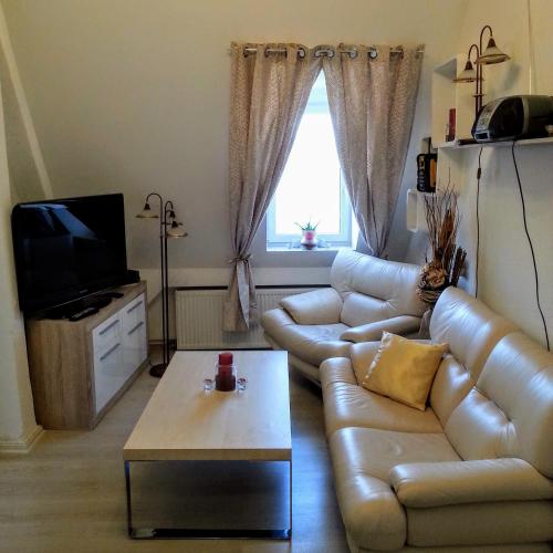 TV a/nebo společenská místnost v ubytování Schwarzer Adler Ferienwohnung mit 3 Schlafzimmer, WZ, Küche, Bad