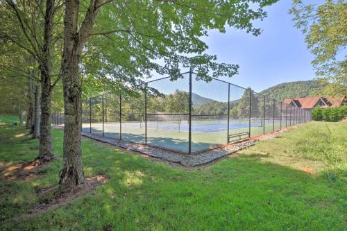 a volleyball court in a park with a tree at Picturesque Sky Haus Sanctuary with Mountain Views in Sky Valley