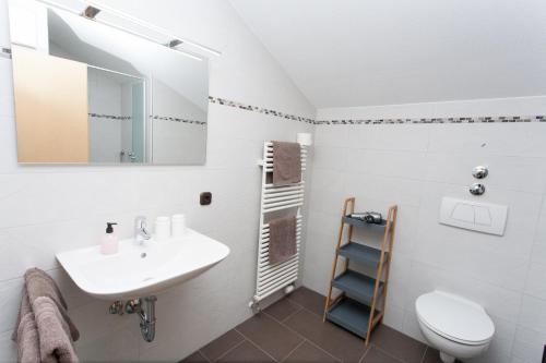 オーベルストドルフにあるFideliushausのバスルーム(洗面台、トイレ、鏡付)