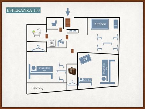 a floor plan of a apartment with a bedroom at ESPERANZA103 広い綺麗快適高速WiFi in Tokyo