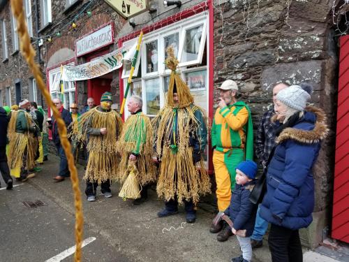 a group of people dressed in costumes in a parade at Baywatch Inn in Dingle