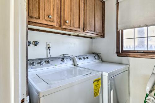 a washer and dryer in a small kitchen at Oceanside Beach House in Pvt Beach Community! in Mantoloking