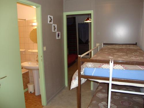 1 dormitorio con litera y baño en studio ensoleillé, en Gérardmer