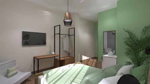 a rendering of a bathroom with a green at Aethon Airport Project-FREE SHUTTLE by GK Properties in Markopoulo