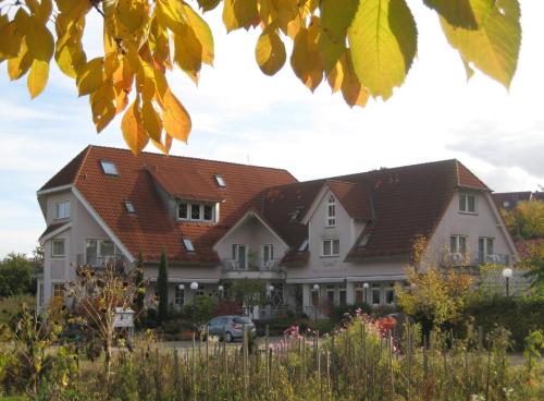 a row of houses with red roofs at Castell Hotel & Restaurant in Leinsweiler
