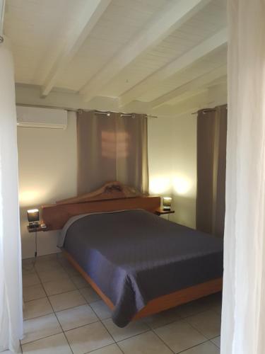 1 dormitorio con 1 cama grande en una habitación en Le Laurier Rose en Basse-Terre