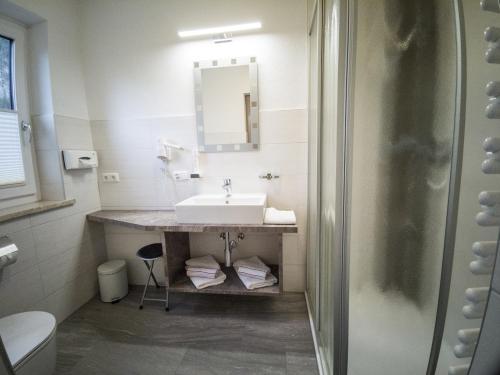 a bathroom with a sink and a mirror at Gästehaus Panorama in Biberwier