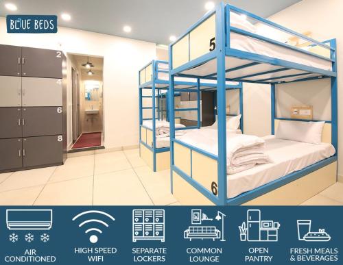 a set of bunk beds for childrens room pictures photos at Blue Beds Hostel in Jaipur