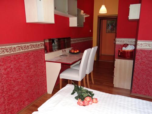 Kuchyň nebo kuchyňský kout v ubytování Hotel *** Plauter Kúria