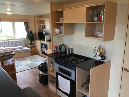 Η κουζίνα ή μικρή κουζίνα στο Boquhanran Caravan, Whitley Bay