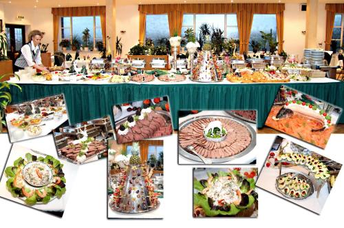 a collage of pictures of food on a table at Hotel Restaurant Bergeshöhe in Mettingen