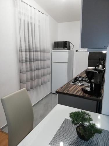 Kuchyň nebo kuchyňský kout v ubytování Apartmani Poljanec