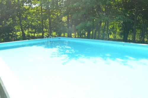 une piscine avec des arbres en arrière-plan dans l'établissement Carneiro Country Houses Casa do Avô, à Carneiro