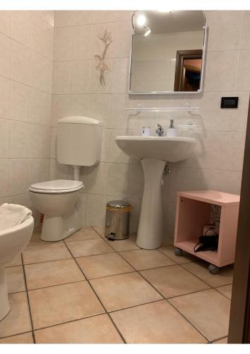 a bathroom with a toilet and a sink at Rêve en ville in Aosta