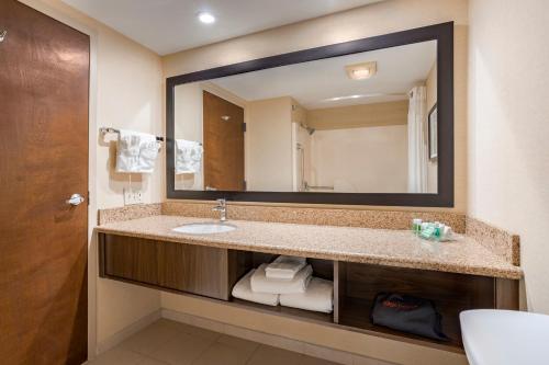 a bathroom with a sink and a large mirror at Holiday Inn Canyon De Chelly-Chinle by IHG in Chinle