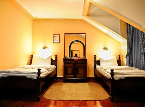 Un pat sau paturi într-o cameră la Hotel Evropa