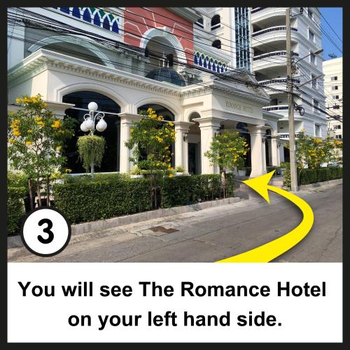 a building with a yellow arrow pointing to the resonance hotel at Romance Hotel Sukhumvit 97 in Bangkok