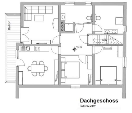 a drawing of a floor plan of a house at Appartement Zill in Tux