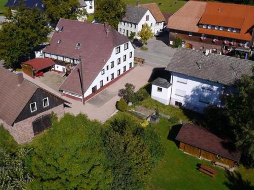 una vista aérea de una gran casa blanca en un pueblo en Apartment in Lauterbach in the Black Forest, en Lauterbach