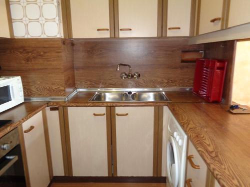 a kitchen with a sink and a microwave at Edificio Calpemar in Calpe