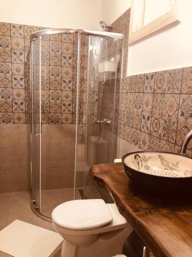 a bathroom with a shower and a toilet and a sink at Club Thermal Village Cegled in Cegléd