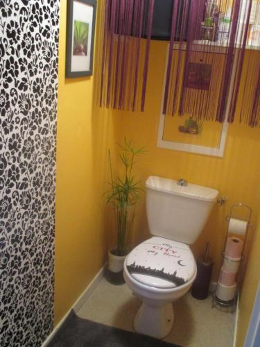 ein Bad mit einem weißen WC in einem Zimmer in der Unterkunft COSY ROOM CROIX ROUSSE in Lyon