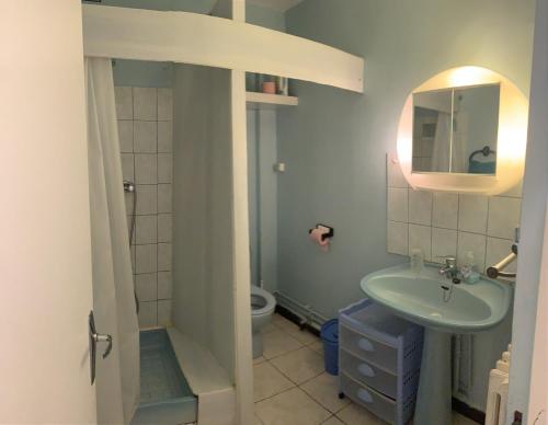 a bathroom with a sink and a toilet at Boost Your Immo Vars Le Schuss 268 in Vars