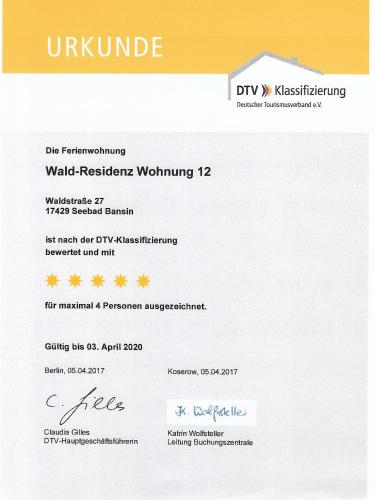Sijil, anugerah, tanda atau dokumen lain yang dipamerkan di Apartments Wald-Residenz Bansin