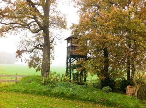 a tree house in the middle of some trees at Landhotel Waldseiter Hof in Bad Bentheim