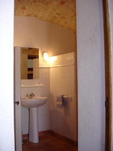 une salle de bain avec un lavabo et une douche dans l'établissement Ardèche Ferienwohnung, à Le Garn
