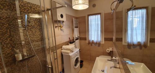 a bathroom with a shower and a toilet and a sink at Your Way in Venice in Mestre
