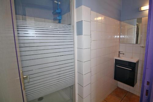 聖安妮的住宿－CHEZ JOJO，带淋浴和盥洗盆的浴室