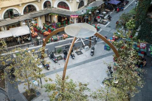 an overhead view of a city street with a building at Bahar Boutique Hotel in Thessaloniki