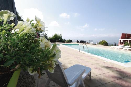 una piscina con una silla y algunas plantas en Hotel Ulisse, en Maida