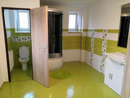 a bathroom with a toilet and a sink at U Moto Makovic in Horažďovice