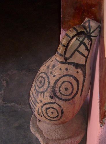 a vase with a face painted on it at Kasbah tifaoute ait Ben haddou in Aït Ben Haddou