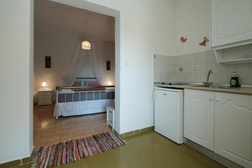 Kuchyň nebo kuchyňský kout v ubytování Eftyxia apartments