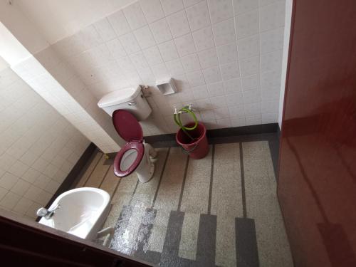 bagno con servizi igienici e box doccia. di Homestay PD a Port Dickson