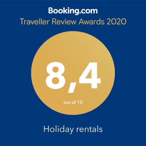 a yellow circle with the number eight and the words holiday rentals at Holiday rentals in Velsen-Zuid