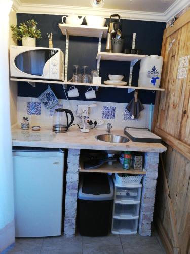 uma cozinha com um lavatório e uma bancada em Pillow Place Parys em Parys